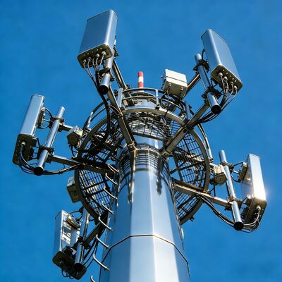 13 19 25M Desain Kompak Monopole Baja Galvanis Mandiri Luar Ruangan 5G 4G Microwave Tiang Penghemat Ruang