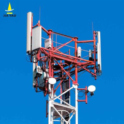 Menara Baja Tubular Berkaki 3 Tahan Lama Tiang Telekomunikasi Mandiri Galvanis untuk Aplikasi Microwave 5G 4G Luar Ruangan
