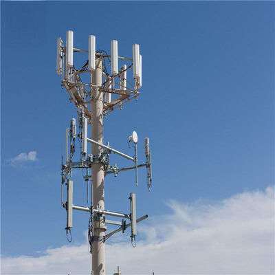 Pemasangan Atap Menara Monopole Baja 20M Q355 Untuk Penerapan 5G Gedung Perkantoran