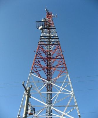 30 40 50 Meter Radio 3 Kaki Menara Baja Sudut Jaringan 5G Galvanized Menara Komunikasi Mikrowave
