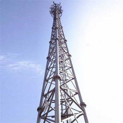 Bentuk bulat baja Komunikasi Ponsel Telepon Self-supporting Lattice Tower Antenna Tubular Mast 3 Leg