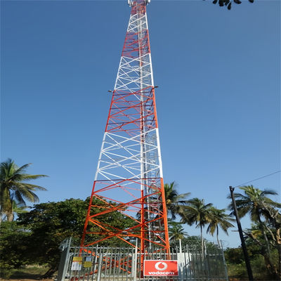 Menara baja sudut berkaki 3 Mast Telekomunikasi Galvanized 30-80m