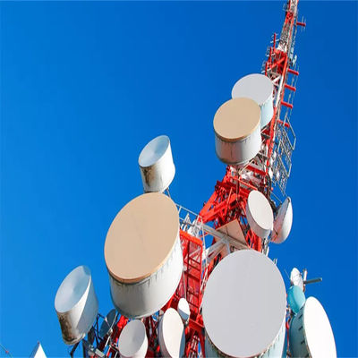 Menara Radio 60m Lattice Angular Hot Dip Galvanized Steel Four Leg Communication Antenna Tower