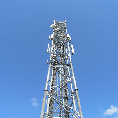 Pipa Tabung Berkaki 3 Kaki Menara Seluler Telekomunikasi Baja Galvanis Celup Panas Penopang Diri