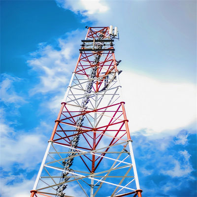 Menara Telekomunikasi Berkaki Tiga Mendukung Sendiri Angular Baja Pangkalan sempit 45m 50m 55m 60m 65m