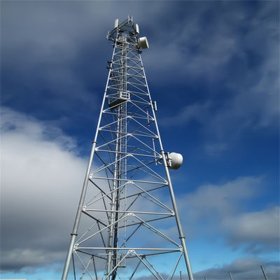 Bentuk bulat baja Komunikasi Ponsel Telepon Self-supporting Lattice Tower Antenna Tubular Mast 3 Leg