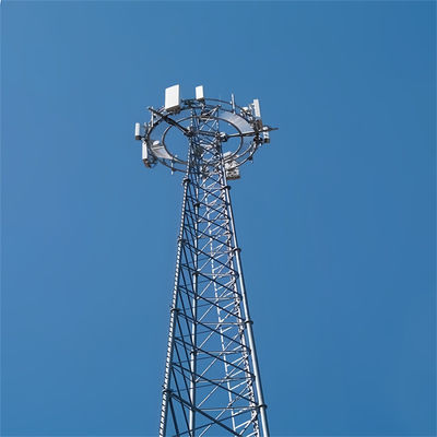Pylon Bolted Besi 3 Kaki Tubular Steel Tower 20 - 65 Meter Mast