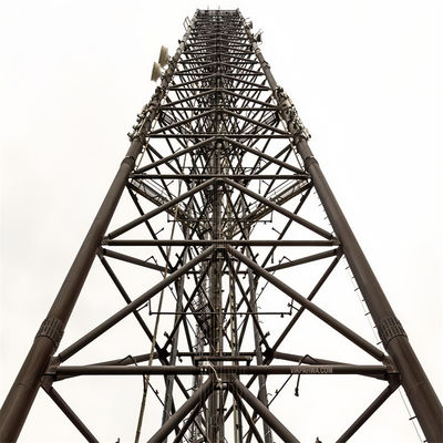 Pylon Bolted Besi 3 Kaki Tubular Steel Tower 20 - 65 Meter Mast