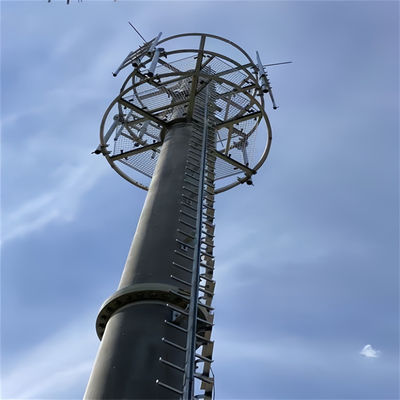 Q345B A572 Galvanized Disguised Monopole Cell Tower Komunikasi Menara Monopole tertinggi