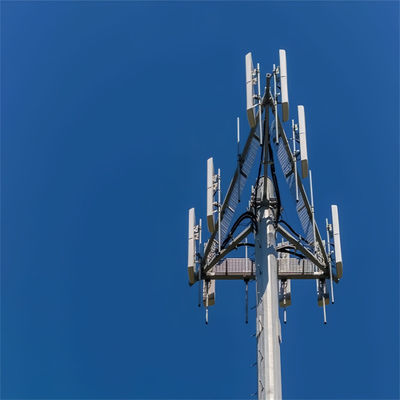 OEM Galvanized Self Support Monopole Antenna Tower Mast Untuk GSM 5G Komunikasi Tube Tower Pole