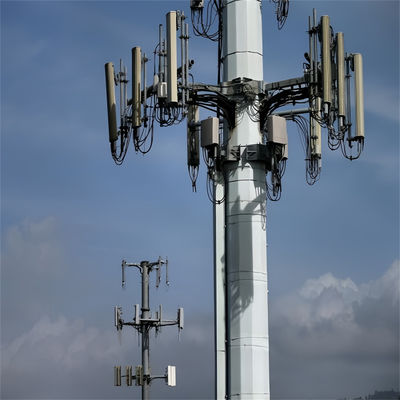 20 Meter 25 30 Meter Antenna Telecom Steel Monopole Tower Q345B / A572 Bahan