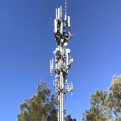 Platform kerja jarak jauh Wifi profesional yang disesuaikan Microwave Self Supporting Monopole Antenna Tower