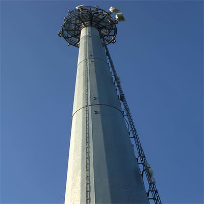 Single Tube Round Pole GSM Monopole Communication Tower 20m 30m 40m Tinggi Struktur baja yang mendukung diri