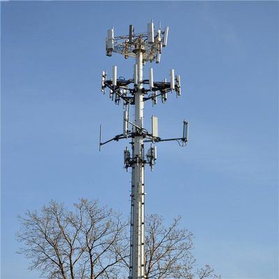 Hot Dip Galvanized Telecom Mast Tower Monopole 30 Meter Q345B/A572 Bahan