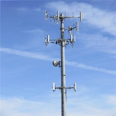 Telekomunikasi Wifi Portable GSM Base Station Tower Monopole 30 Meter Microwave Waveguide Transmission
