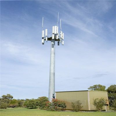 30m 35m 40m Galvanized 4g / 5g Cell Sites Monopole Cell Phone Tower Signal Microwave