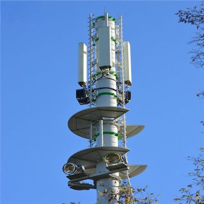 4g 5g Wireless Microwave Monopole Menara Telekomunikasi Dengan Flangel 5m 12m 36m 45m 55m Meter