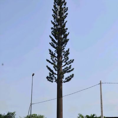 Menara sel berselubung bionik GSM Antenna Monopole Baja Menara Telekom Galvanisasi