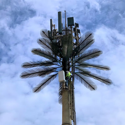 Galvanized GSM Mobile Bionic Palm Tree Antenna Menara Tunggal Pole 5g Menara Kamuflase