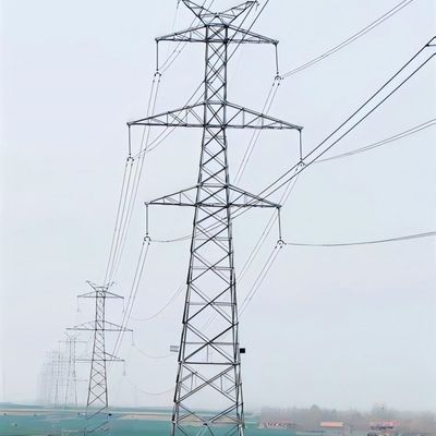 35kv Double Circuit Pylon Power Menara Transmisi Listrik Galvanis Baja Metal Monopoles Menara