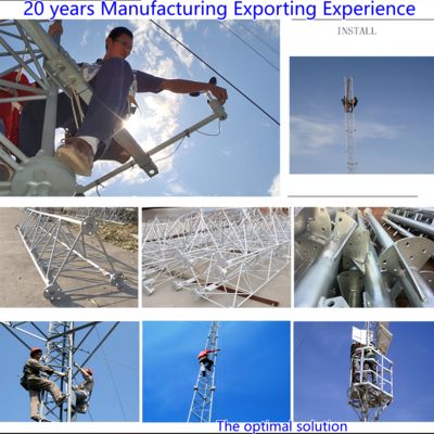 Guy tali Cell Tower Kekuatan tinggi Baja 35m Jaringan mobile Zona pinggiran kota tahan angin