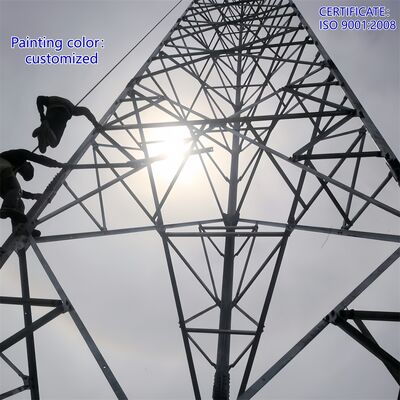 Menara Komunikasi Baja Sudut 3 Kaki, Menara Komunikasi Galvanis Celup Panas 40m, Sinyal Siaran, Tahan Korosi, Taman Industri