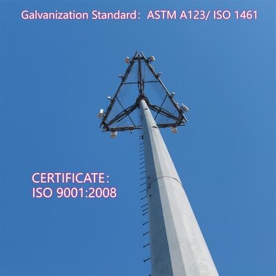 15 20 30 45 50M Menara Telekomunikasi Monopole Hot Dip Galvanis 5G Wifi Base Station Antena