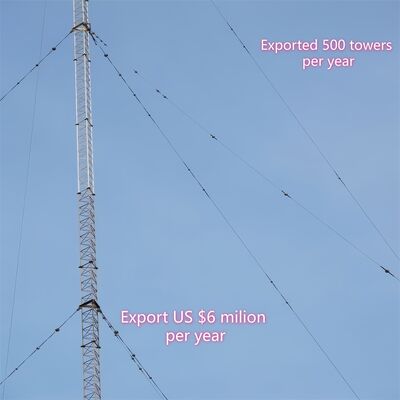 Guyed Wire Broadcast Tower Corrosion Proof Steel 55m Signal Coastal Regions Durable