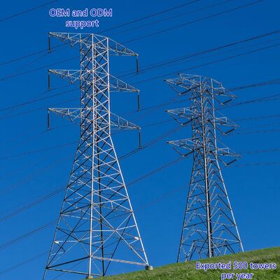 33KV 110KV Hot Dip Galvanized Lattice Steel Power Transmission Tower Double Circuit Electrical Grid Pole