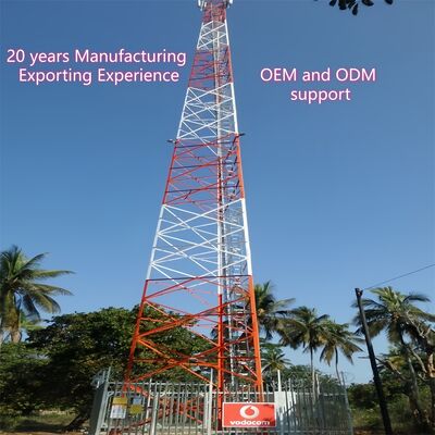 Menara Komunikasi Sudut 3 Kaki Baja Galvanis 30m Anti Karat Sinyal 5G Cakupan Perkotaan Luar Ruangan