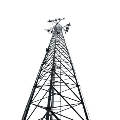 Menara Tubular 3-Kaki Tahan Korosi untuk Komunikasi Microwave GSM Menara Penyiaran Telekomunikasi