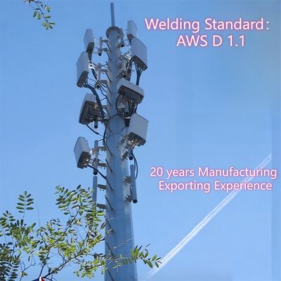 Monopole Tower menara telekomunikasi yang dibangun dari kelas baja ringan dan tinggi tarik dengan EN 1991-1-4 & EN 1993-3-1 kode desain untuk kinerja