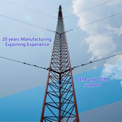 Menara Wire Guyed dibangun dari kelas baja struktural termasuk ASTM A36 dan EN10025 S355JR untuk kekuatan dan daya tahan yang superior