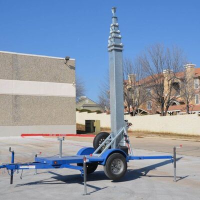 Monopole Telescopic Tower 15-25M Galvanized Steel Truck Dipasang Antenna Komunikasi 40M/S Windproof ISO Certified