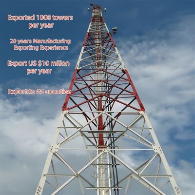 Badan Menara Baja Sudut 3 Kaki Menara Segitiga dengan Kemiringan Sama atau Kemiringan Variabel dan Penampang Baja Sudut untuk Komunikasi