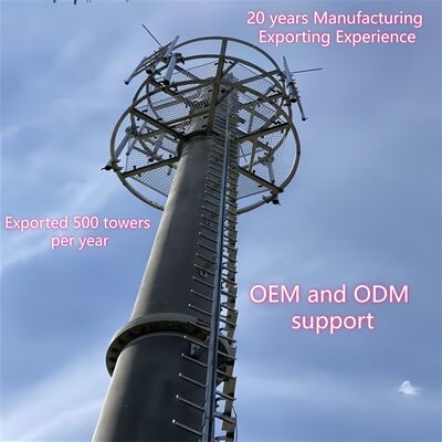 Monopole Tower telecom dengan desain poros padat dan pilihan perawatan permukaan termasuk galvanisasi dan melukis panas