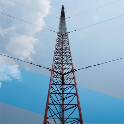 Menara Kawat Guyed Galvanis Celup Panas Hemat Biaya 30m-60m untuk Cakupan Area Luas 4G 5G Pedesaan