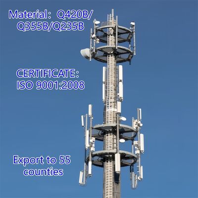 16 24 32M Monopole Estetika Perkotaan Baja Galvanis Mandiri Luar Ruangan 5G 4G Menara Telekomunikasi Lanskap Satelit