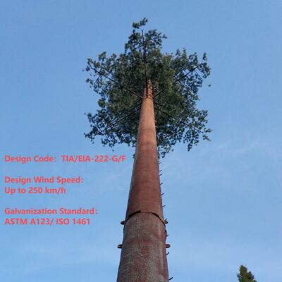 Bionic Tree Tower buatan dengan ANSI TIA 222 G H F dan EN 1991 1 4 EN 1993 3 1 kode desain untuk infrastruktur