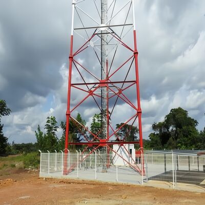 35M tahan cuaca 3 kaki menara baja tabung dirancang untuk telekomunikasi gelombang mikro pengamatan dan pemantauan instalasi
