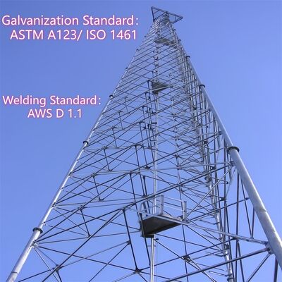 Menara Baja Tubular 3 Kaki Pendukung Mandiri Tiang Telekomunikasi Galvanis Cocok untuk Komunikasi Microwave 5G 4G Luar Ruangan