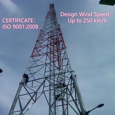Menara Baja Tubular Berkaki 3 Tahan Lama Tiang Telekomunikasi Mandiri Galvanis untuk Aplikasi Microwave 5G 4G Luar Ruangan