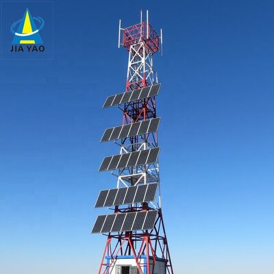 Menara Telekomunikasi Kisi Surya Off-Grid Sudut 4 Kaki 15 22 38M dengan Baja Galvanis dan Cadangan Baterai untuk Komunikasi Darurat