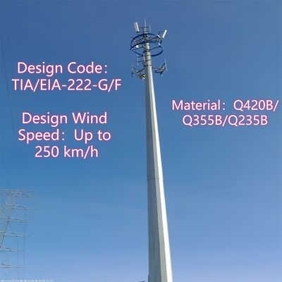 12 32M Monopole High Gain 5G Millimeter Wave Antenna Tower For Long Range Rural Coverage