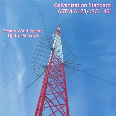 Wireless Communication Galvanized Guyed Wire Tower Wind Resistant For 5G Signal Transmission