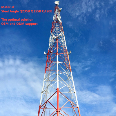 Menara Telekomunikasi Tahan Gempa Gunung Berbentuk Tabung 3 Kaki 18M 42M 9 Tingkat Antiguncangan untuk Area Ketinggian Tinggi