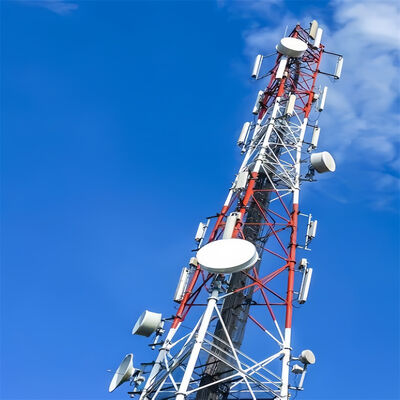 Menara Telekomunikasi Tahan Gempa Gunung Berbentuk Tabung 3 Kaki 18M 42M 9 Tingkat Antiguncangan untuk Area Ketinggian Tinggi