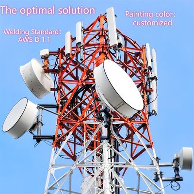 40M 80M Q355 Baja 4 Menara Telekomunikasi Berkaki Galvanis Tahan Angin Untuk Zona Angin Tinggi Pesisir