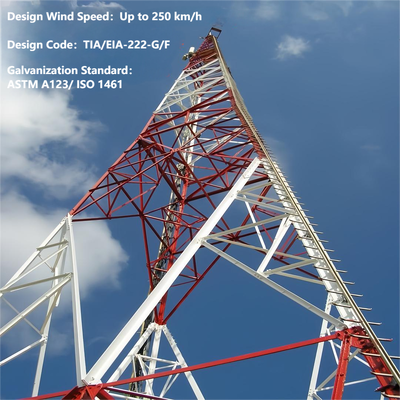 Menara Baja Sudut Berkaki 3 Galvanis Hot Dip Hemat Biaya Untuk 5G Pedesaan