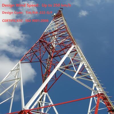 Menara Baja Komunikasi Sudut Berkaki 3 Tinggi Kustom Untuk Transmisi Sinyal Gelombang Mikro